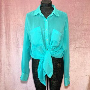 American Apparel Chiffon Oversized Button-Up